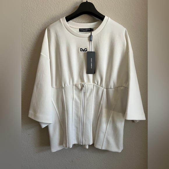 ❌SOLD❌ Dolce & Gabbana White Corset Stretch Cotton Top T-shirt Size 50EU/14US - Picture 5 of 14